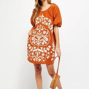 NWT Free People Fiona Embroidered Mini Dress